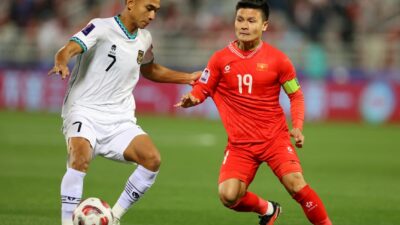 Marselino Ferdinan saat Timnas Indonesia menghadapi Vietnam di Piala Asia 2023 .
