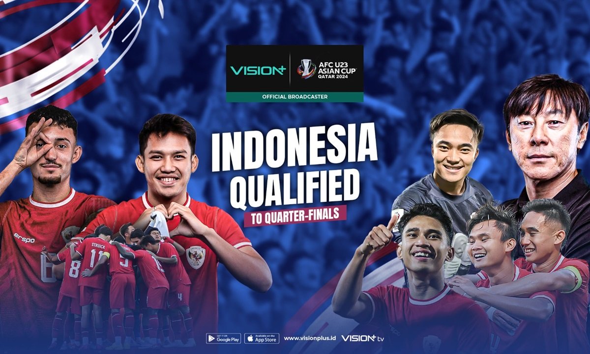 Saksikan Timnas Indonesia U-23 vs Timnas Qatar U-23 di Piala Asia U-23 2024 secara live streaming di Vision+.