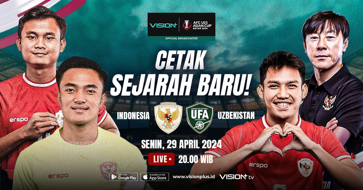 Link live streaming Timnas Indonesia vs Uzbekistan di semifinal Piala Asia U-23 2024 di Vision+.