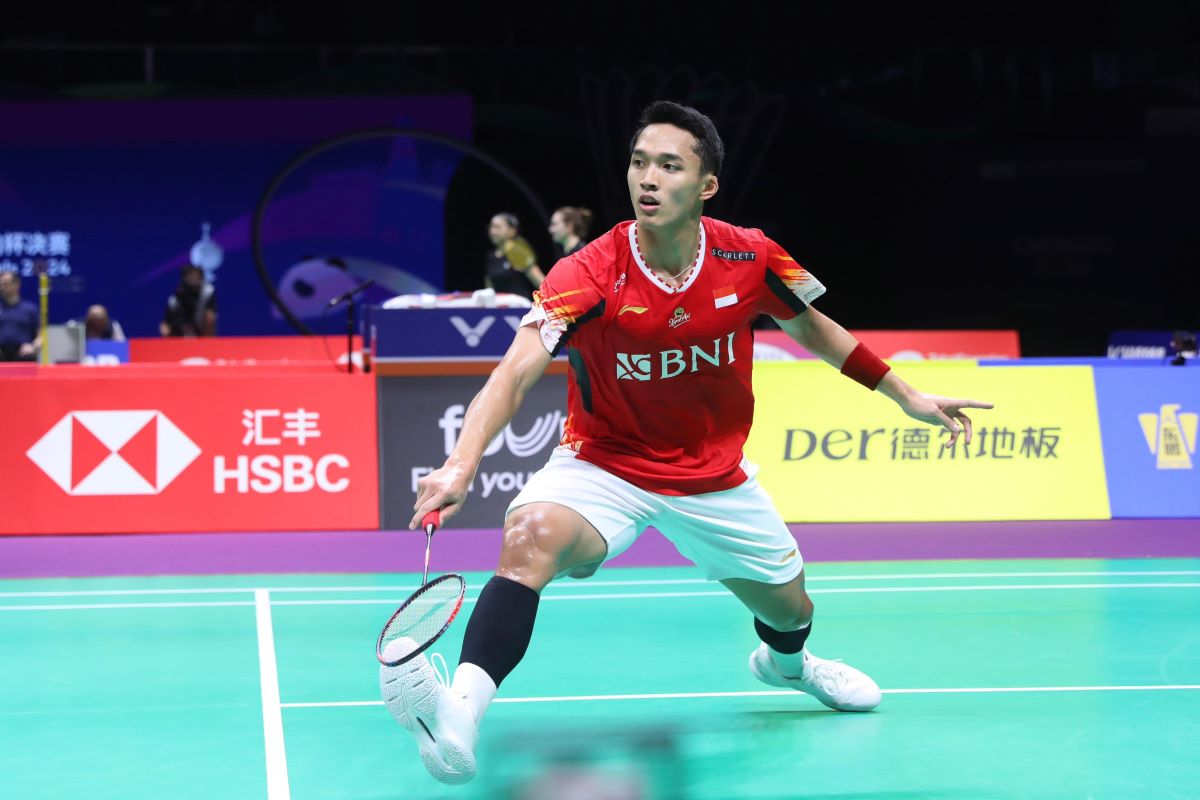 Jonatan Christie jadi salah satu andalan Tim Bulutangkis Indonesia di Piala Thomas 2024.