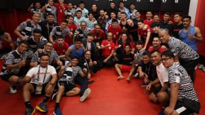 Para pemain Timnas Indonesia kala berlaga.