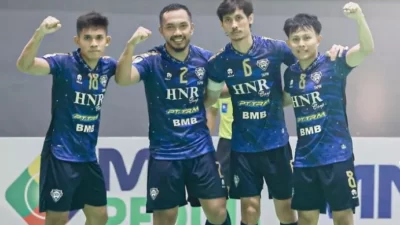 Fafage Vamos menang 4-2 atas Sadakata FC di Liga Futsal Profesional 2023-2024.