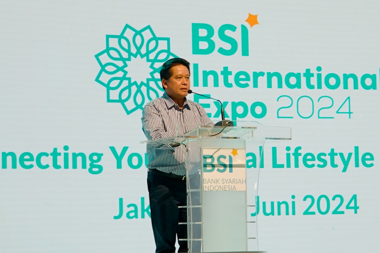 Direktur Utama BSI Hery Gunardi saat penutupan BSI International Expo 2024 di JCC Senayan Jakarta pada Minggu (23/06/2024)