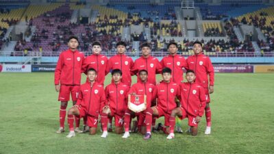 Para pemain Timnas Indonesia U-16 kala berlaga.