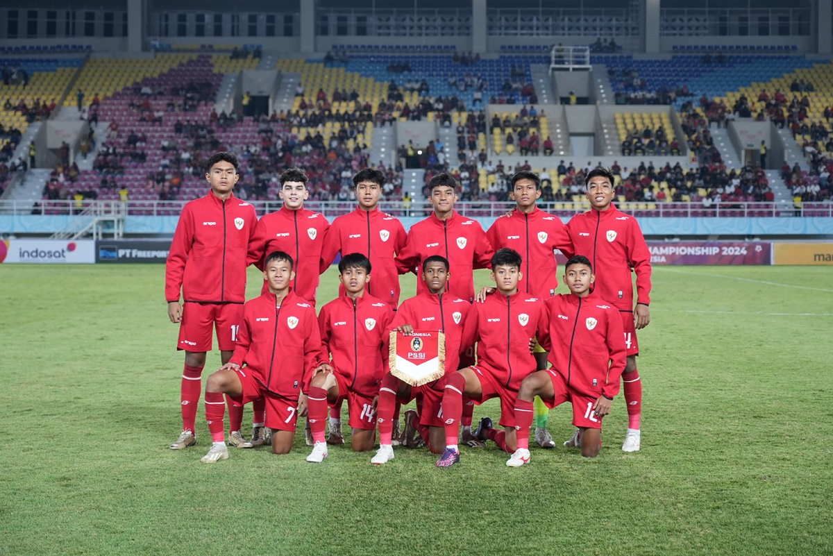 Para pemain Timnas Indonesia U-16 kala berlaga.
