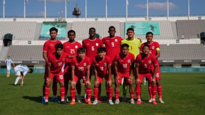 Skuad Timnas Indonesia U-20 saat hadapi Argentina U-20 di Seoul Earth On Us Cup 2024.