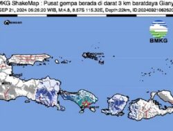 Pusat Gempa di Gianyar, Guncangan Terasa Hingga Lombok