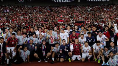 Para pemain Timnas Indonesia kala berlaga.