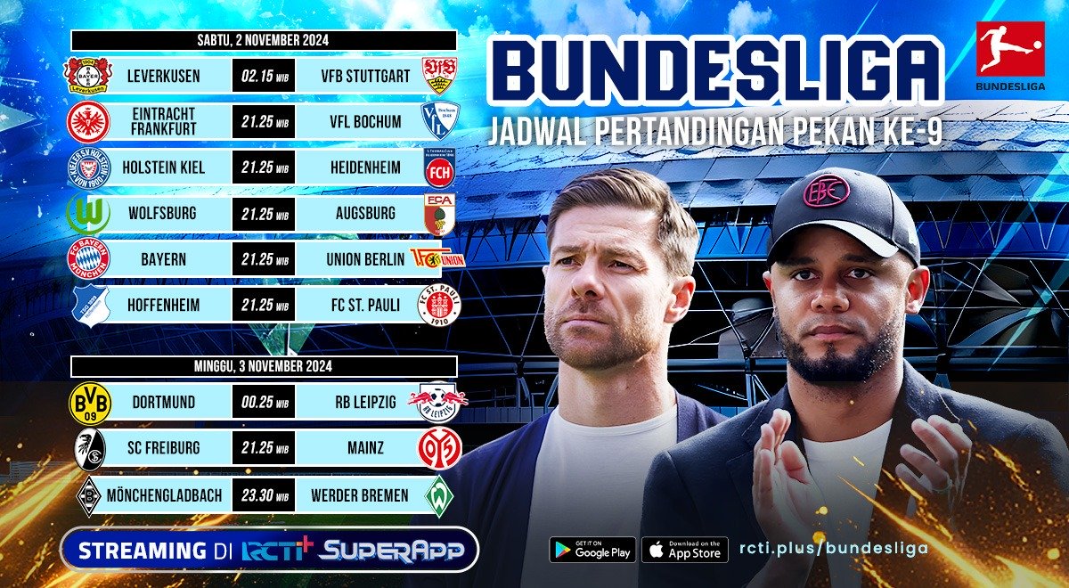 Simak jadwal dan link live streaming Bundesliga 2024-2025 di RCTI+