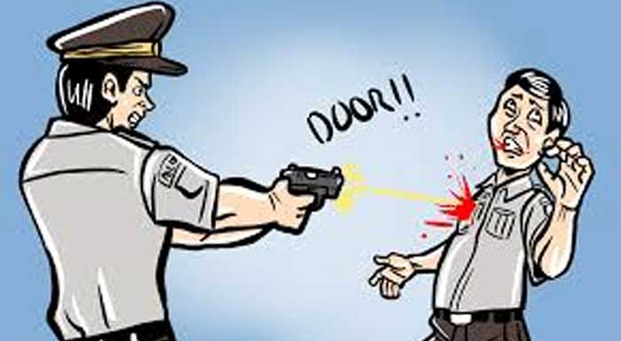 Ilustrasi polisi tembak polisi di Solok Selatan.