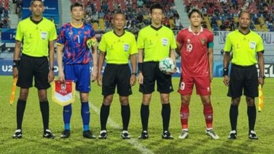 Hiroki Kasahara (tengah) akan memimpin laga Timnas Indonesia vs Laos di AMEC 2024.