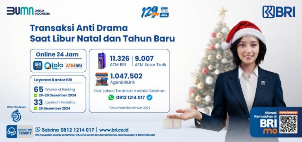 Manfaatkan layanan terbatas selama libur Natal dan Tahun Baru dengan BRI