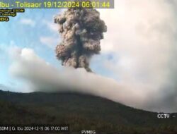 Erupsi Gunung Ibu, Kolom Abu Teramati Arah Timur
