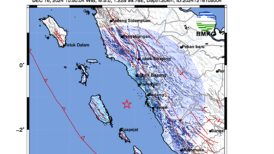 Ilustrasi gempa di Pariaman, Sumatera Barat.