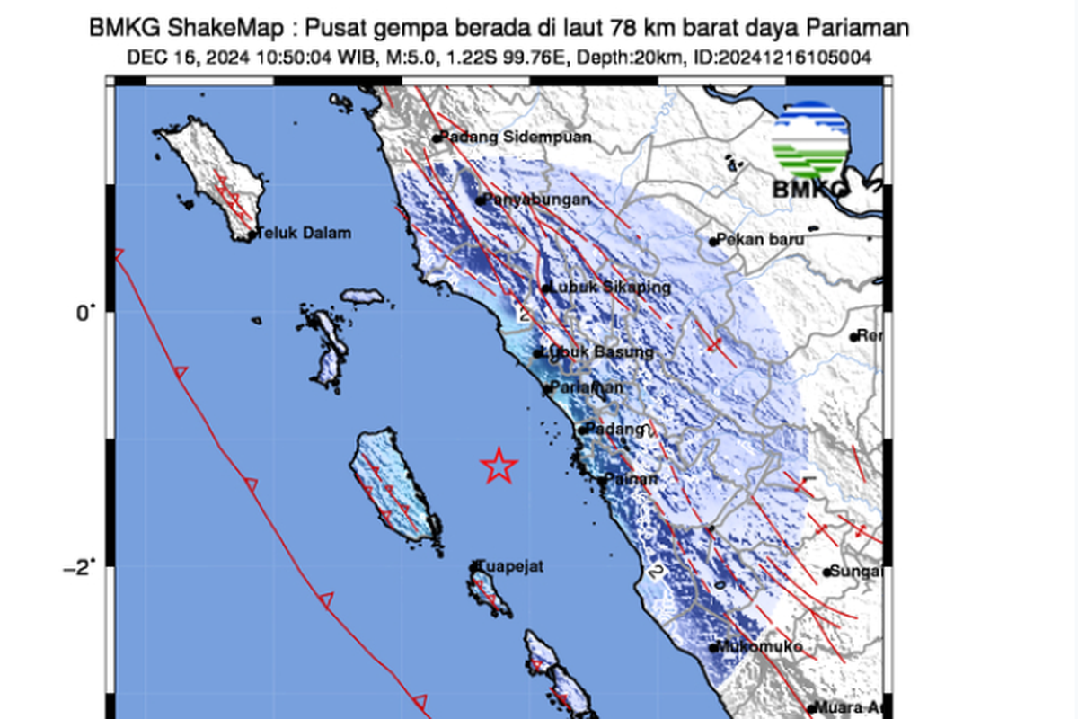Ilustrasi gempa di Pariaman, Sumatera Barat.