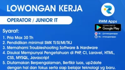 Kesempatan Kerja! PT Relasi Mahakarya Wijaya Cari Operator/Junior IT, Cek Syaratnya!