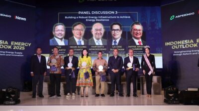 Aspebindo menggelar diskusi panel Indonesia Energy Outlook 2025 di Residences Ballroom, Park Hyatt Jakarta, Kamis (27/2/2025).