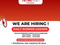 Transmart Padang Rekrut Daily Worker Cashier, Datang Langsung untuk Interview