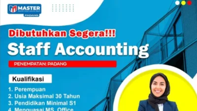 Dibuka! Lowongan Staff Administrasi Akunting di Master Padang -- Segera Lamar!