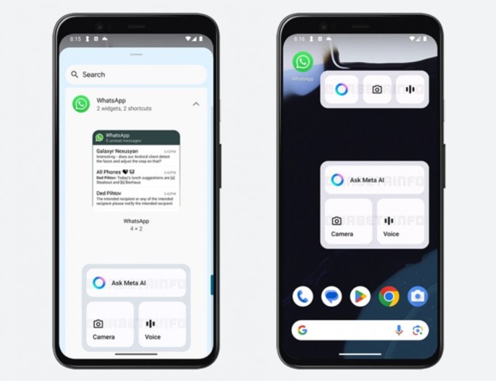 Widgets Meta AI pada WhatsApp.