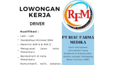 Dibuka! Loker Driver di Pekanbaru untuk PT. Riau Farma Medika, Yuk Lamar Sekarang!