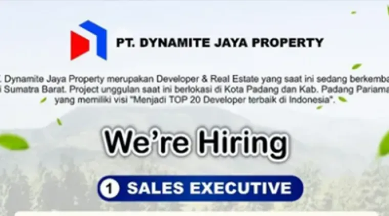 Jadi Bagian dari Tim Profesional! Lowongan Kerja Sales Executive di PT Dynamite Jaya Property.