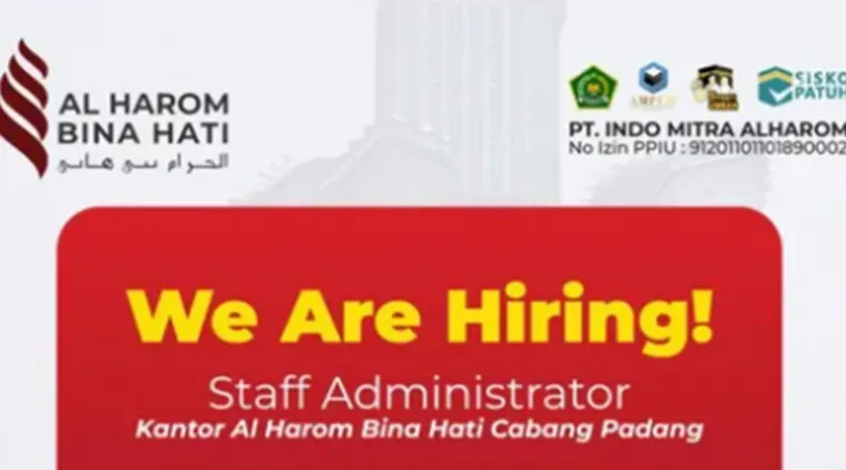 Lowongan Kerja Staff Administrator di Padang! Gabung dengan Alharom Bina Hati Sekarang.