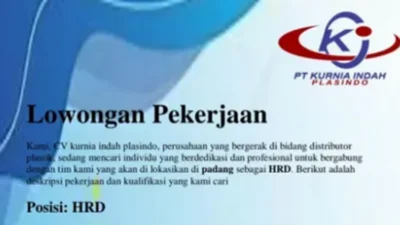 Karier di Bidang SDM, HRD CV Kurnia Indah Plasindo Butuh Kamu!