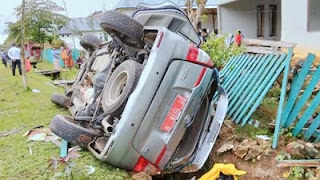 Mobil dinas Bappeda Kabupaten Muna Barat, Sulawesi Tenggara kecelakaan