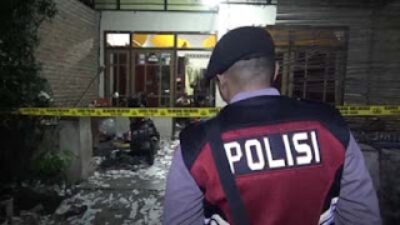 TKP ledakan petasan di Ponorogo, Jawa Timur yang menyebabkan dua pelajar SMP luka bakar parah.