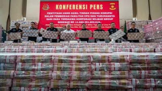 Penyitaan uang lebih dari Rp11 triliun dari kasus korupsi ekspor CPO PT Wilmar Group.