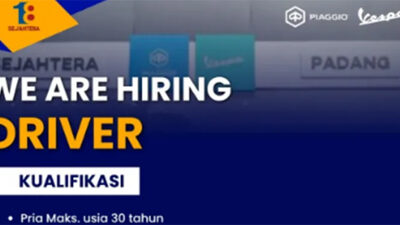 Bergabung Bersama Piaggio Vespa Sumbar! Lowongan Driver Resmi Dibuka!