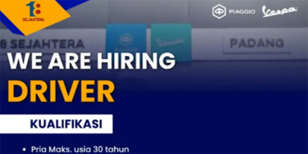 Bergabung Bersama Piaggio Vespa Sumbar! Lowongan Driver Resmi Dibuka!