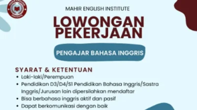 Mahir English Institute Buka Lowongan Pengajar Bahasa Inggris, Penempatan Lubuk Basung!