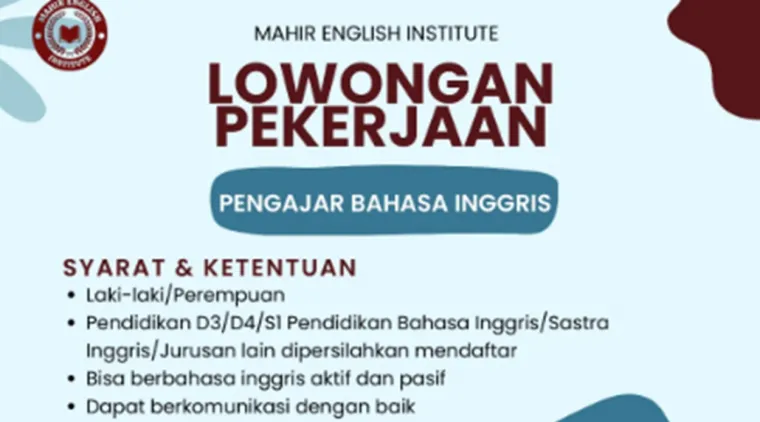 Mahir English Institute Buka Lowongan Pengajar Bahasa Inggris, Penempatan Lubuk Basung!