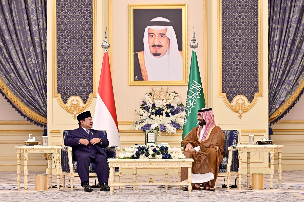 Presiden Prabowo Subianto Bertemu Putra Mahkota sekaligus Perdana Menteri Kerajaan Arab Saudi, Pangeran Mohammed bin Salman bin Abdulaziz Al Saud.