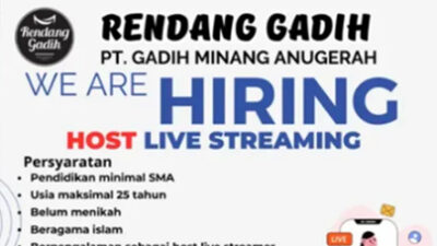 PT Gadih Minang Anugerah Buka Lowongan Host Live Streaming, Penempatan Payakumbuh.