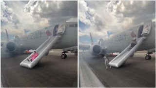 Pesawat American Airlines terbakar di Bandara Denver, Colorado.