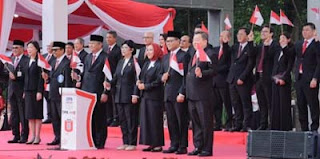 Jajaran pimpinan Bank Indonesia saat upacara HUT RI ke-80.