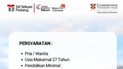 SD Telkom Padang Cari Tenaga Pendidik Muda Berbakat, Simak Info Lengkapnya