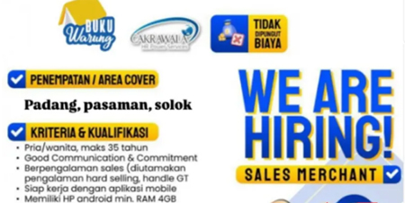 Daftar Sekarang! Lowongan Sales Merchant PT. Siprama Cakrawala dengan Gaji Kompetitif.