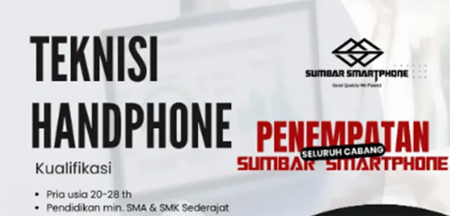 Sumbar Smartphone Butuh Teknisi Handphone, Lamaran Ditutup 30 September 2025.