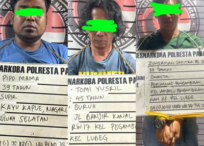 Dua Operasi, Tiga Pelaku Narkoba Dibekuk di Padang