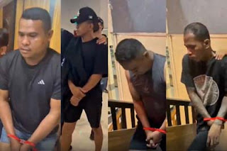 Penampakan empat pelaku pembunuhan MIP yang setelah ditangkap
