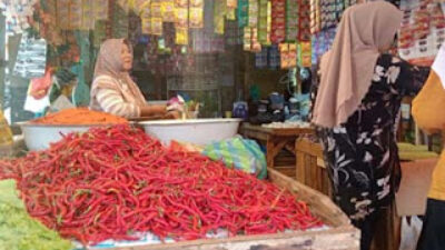 Pedagang cabai di pasar Pariaman
