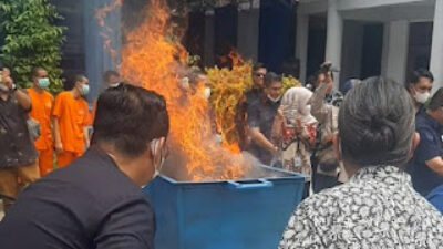 Pemusnahan BB Narkoba di Kantor BNNP Sumbar, Selasa (30/9/2025)