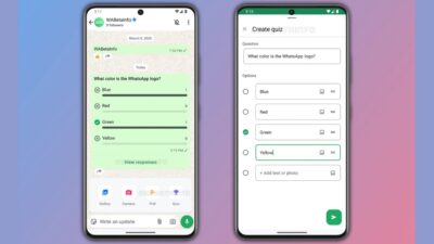 Tangkapan layar Quiz Channel di WhatsApp Beta.