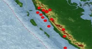 Peta sebaran gempa di Sumbar dan sekitarnya