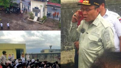 Wakil Walikota Maigus Nasir memantau di atas gedung sekolah SMPN 25 Padang