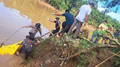 Mayat Pria Tanpa Identitas Ditemukan Mengapung di Sungai Batang Anai.